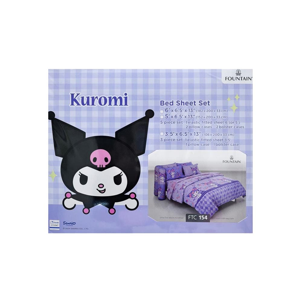 ชุดผ้าปูที่นอน 6 ฟุต 5 ชิ้น FOUNTAIN KUROMI 70106-FTC154