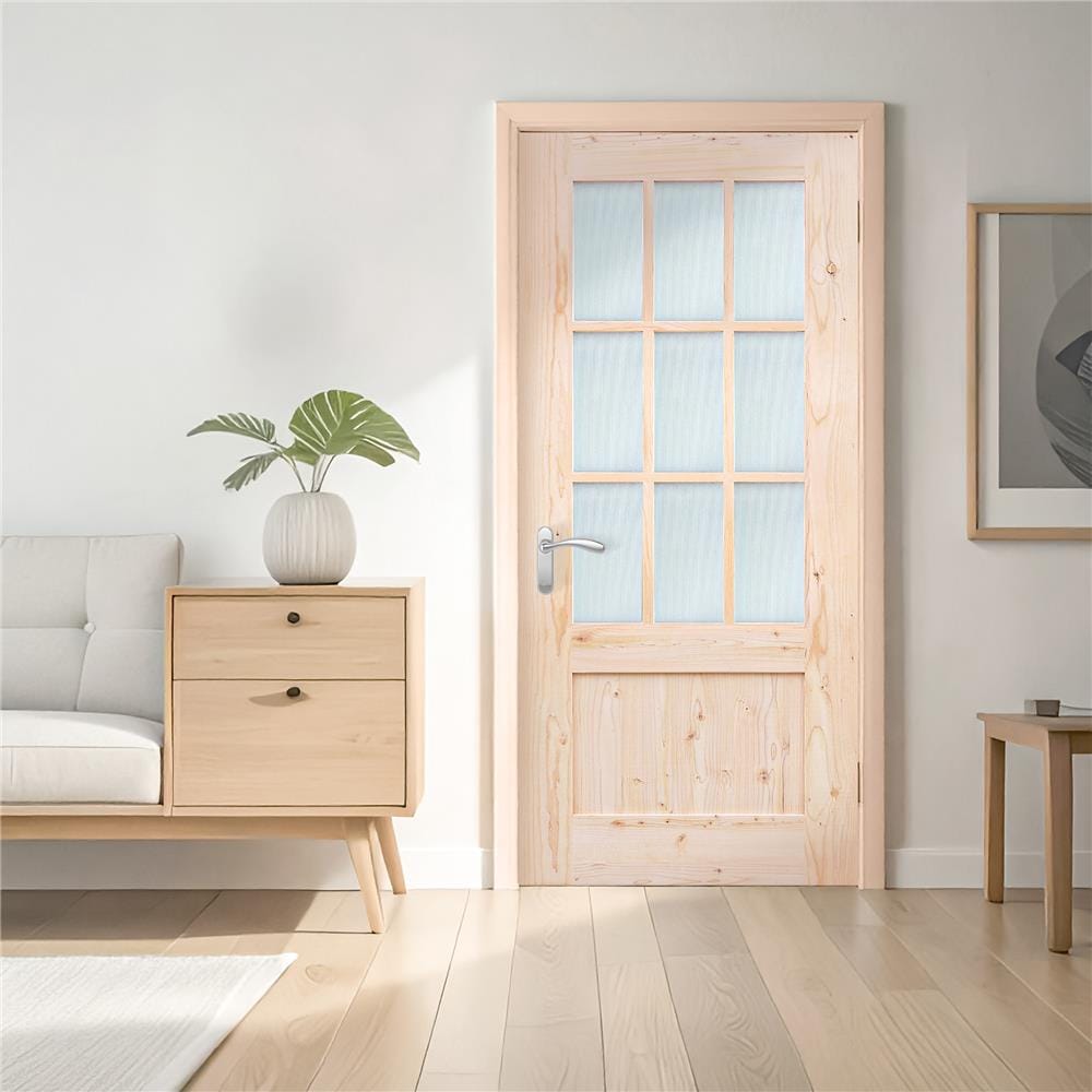 ประตูไม้เฮมล็อกเฟอร์ AZLE ZEN 90X200 ซม. สีธรรมชาติ ไม่เจาะลูกบิด