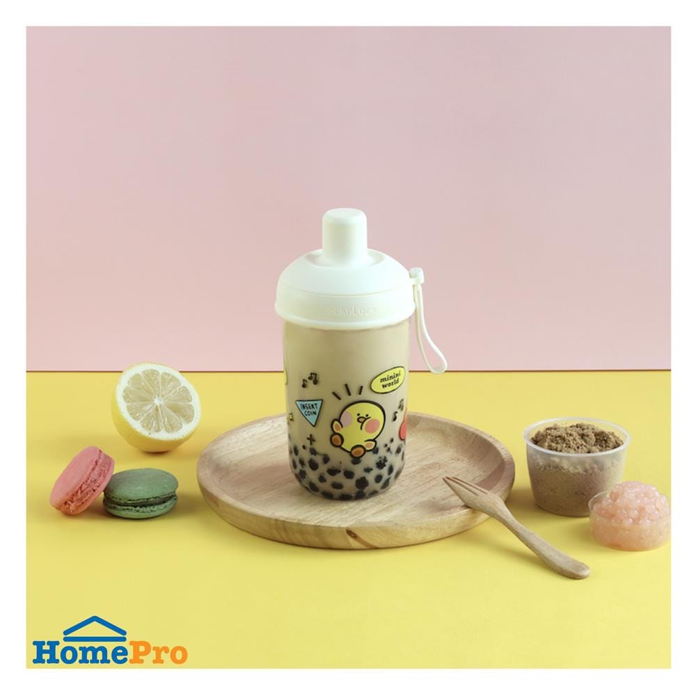 แก้วชานมไข่มุก LOCKNLOCK MILK TEA LINE FRIEND 520 มล. สีขาว