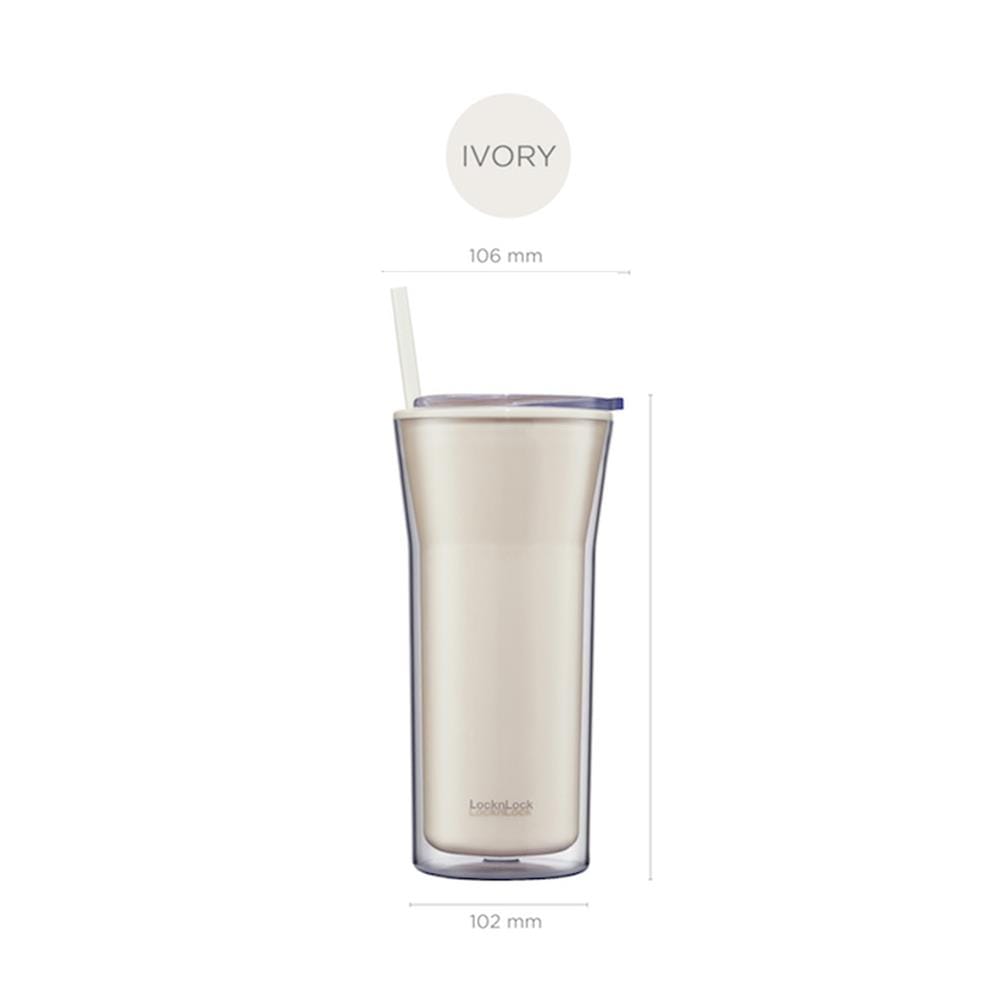 แก้วน้ำ DOUBLE WALL LOCKNLOCK COLD CUP 0.77 ลิตร สีครีม