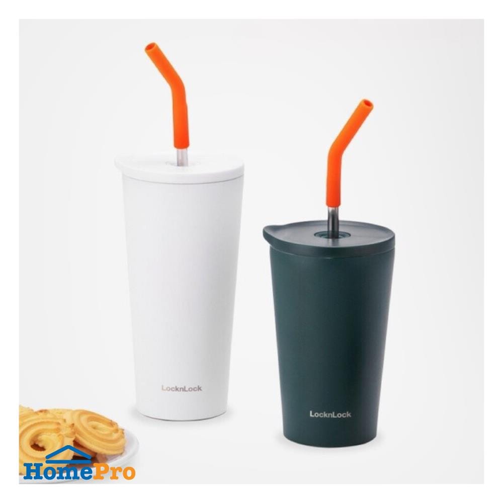 กระติกสุญญากาศ LOCKNLOCK STRAW VACUUM COLDCUP LHC4304 550 มล. สีขาว