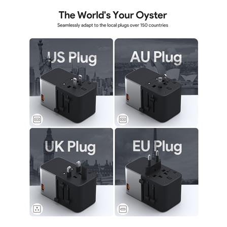 ปลั๊กแปลง 4 IN 1 UNIVERSAL 1 USB A 3 TYPE C AUKEY PA-TA09A 100 วัตต์ สีเทา_3