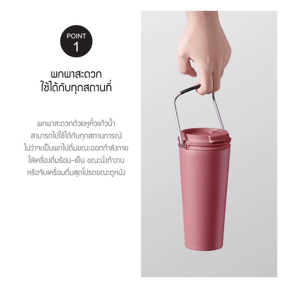 แก้วน้ำสุญญากาศ LOCKNLOCK TUMBLER 540 มล. สีขาว