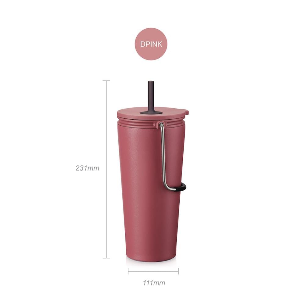 แก้วน้ำสุญญากาศพร้อมหลอด LOCKNLOCK TUMBLER 540 มล. สีชมพู
