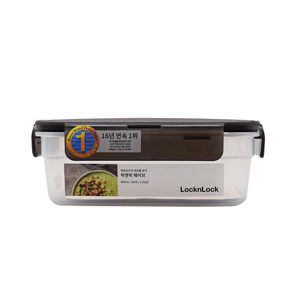 กล่องอาหารเหลี่ยม LOCKNLOCK WAVE CONTAINER 0.96 ลิตร สีเทา
