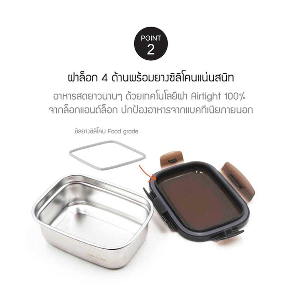 กล่องอาหารเหลี่ยม LOCKNLOCK LST811 500 มล. สีดำใส