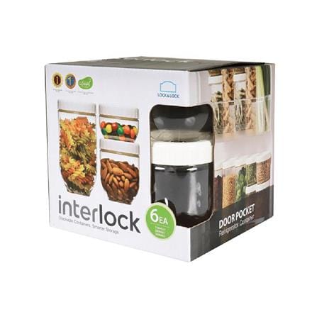 ขวดโหลพลาสติก PET LOCKNLOCK SCREW LID INTERLOCK สีขาว/ใส 6 ชิ้น_1