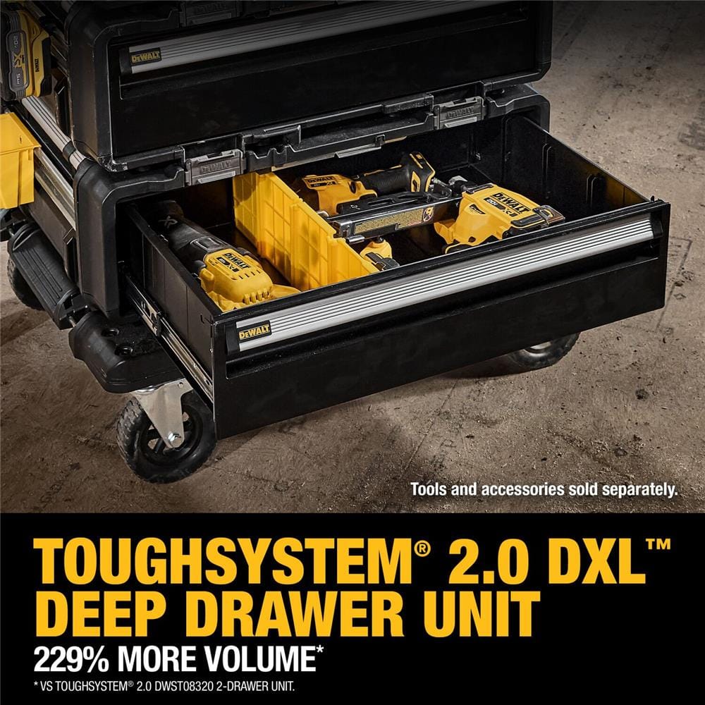 กล่องเครื่องมือลิ้นชัก 1 ชั้น พลาสติก-เหล็ก DEWALT TOUGH SYSTEM 2.0 DXL 77X55X28 ซม.