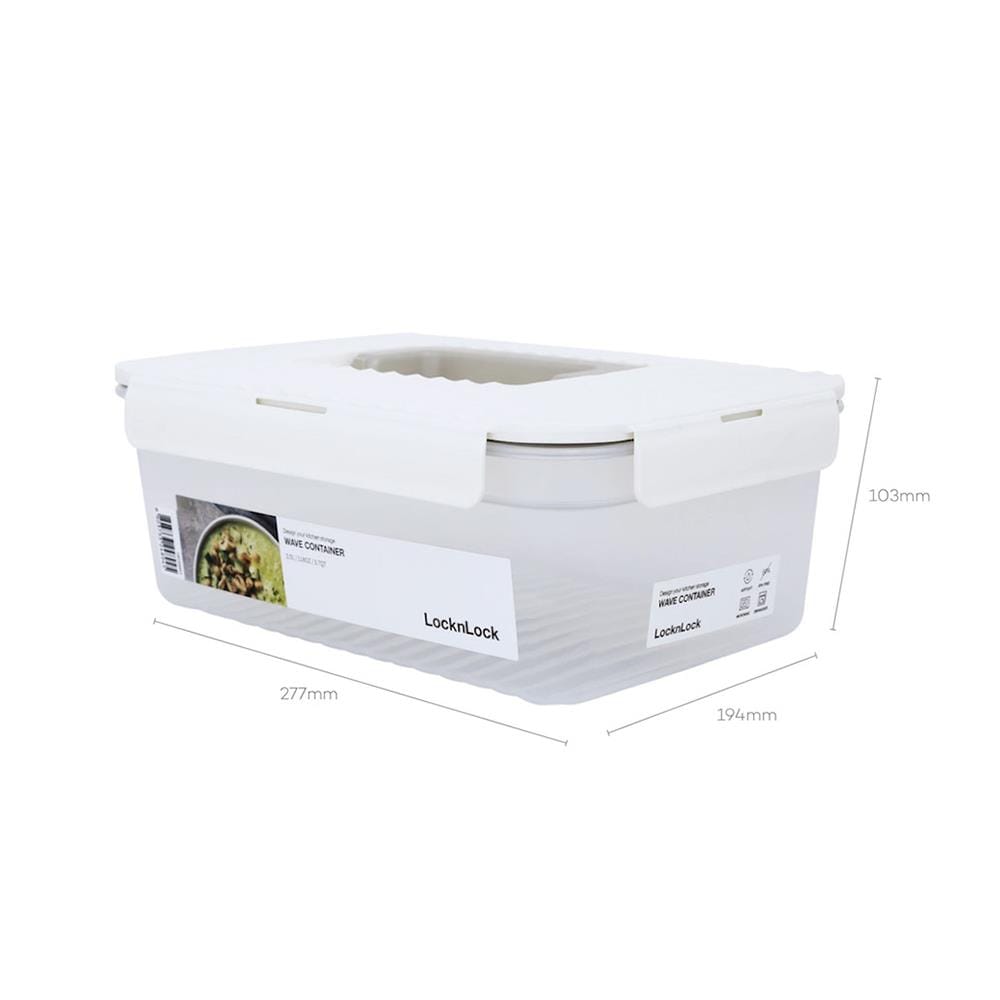 กล่องอาหาร LOCKNLOCK WAVE CONTAINER 3.5 ลิตร สีขาว