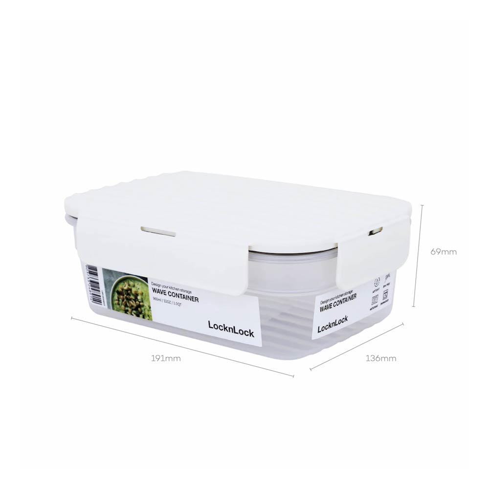 กล่องอาหาร LOCKNLOCK WAVE CONTAINER 0.96 ลิตร สีขาว