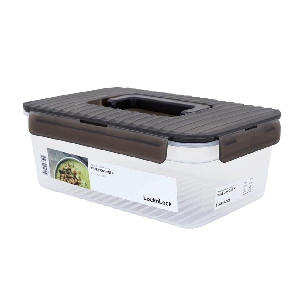 กล่องอาหาร LOCKNLOCK WAVE CONTAINER 3.5 ลิตร สีเทา