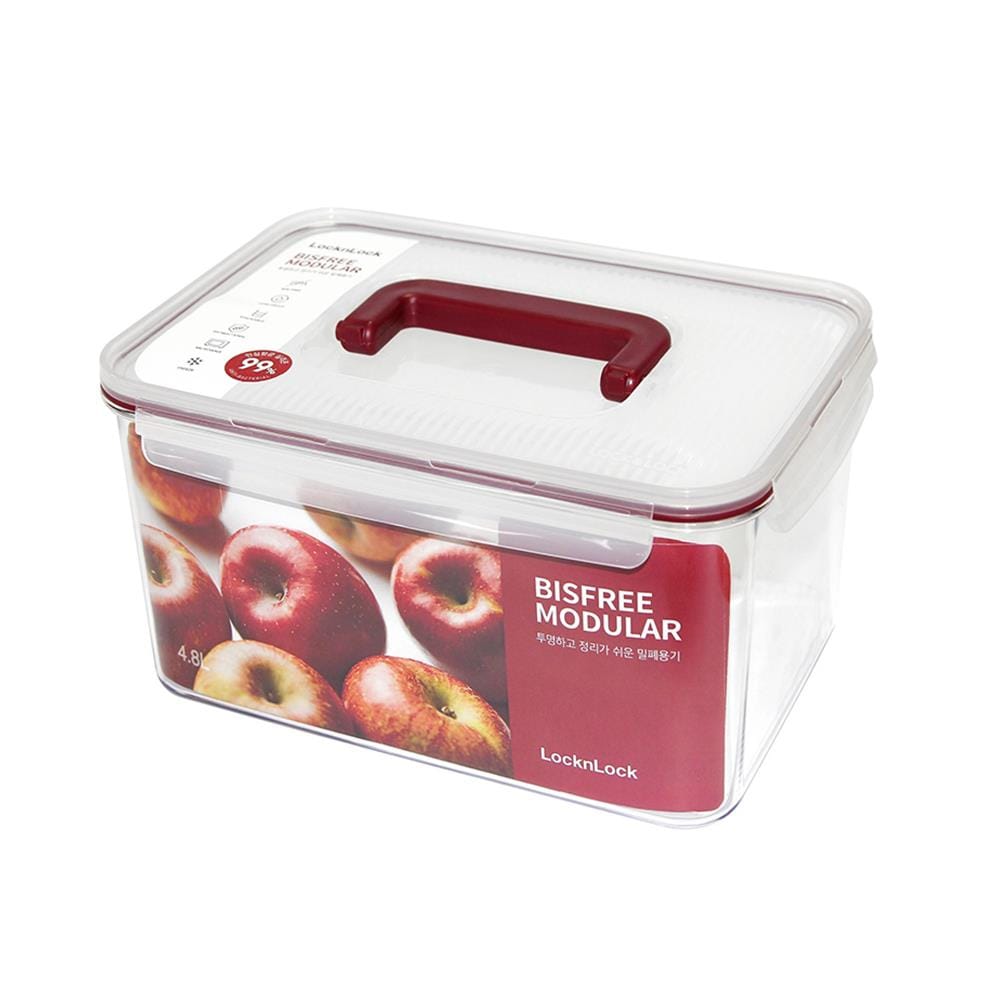 กล่องอาหาร LOCKNLOCK BISFREE 4.8 ลิตร สีเเดง