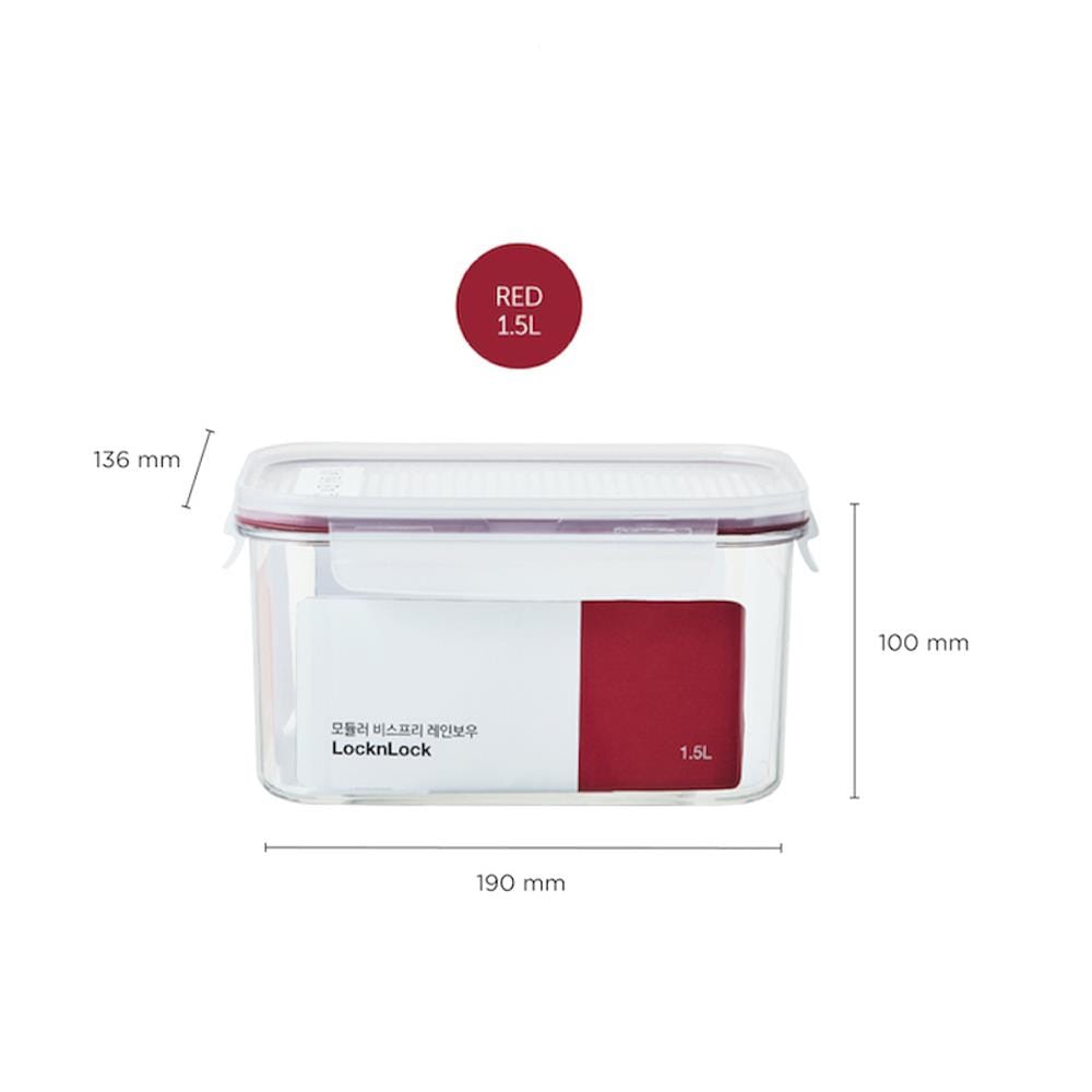 กล่องอาหาร LOCKNLOCK BISFREE 1.5 ลิตร สีแดง