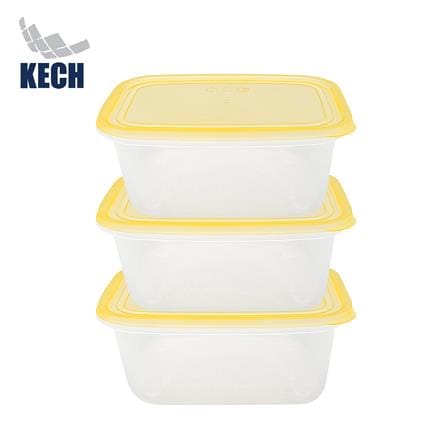 กล่องอาหารเหลี่ยม 1 ลิตร KECH NOLA สีเหลือง แพ็ก 3 ชิ้น_1