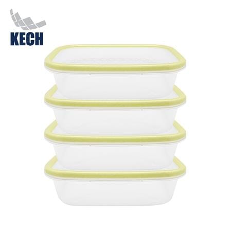 กล่องอาหารเหลี่ยม 0.6 ลิตร KECH NICE สีเหลือง แพ็ก 4 ชิ้น_0