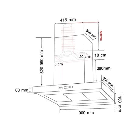 เครื่องดูดควันกระโจม AXIA C-CONNECT90 BK H2H 90 ซม. สีดำ_1