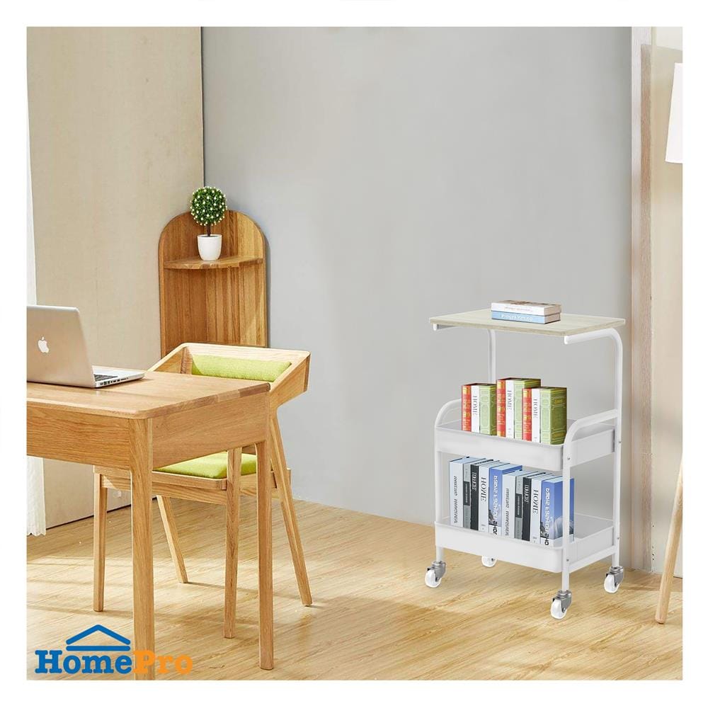 ชั้นวางของ 3 ชั้น มีล้อ STACKO TIMMIE 43.3X30X73.3 ซม. สีขาว