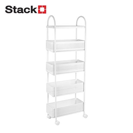 ชั้นวางของแคบ 5 ชั้น มีล้อ STACKO COMPACT 40X19.8X116 ซม. สีขาว_0