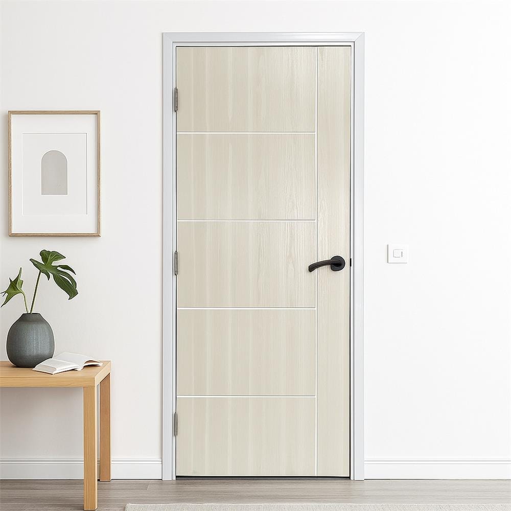 ประตูภายนอก UPVC ไม่เจาะลูกบิด MT OUP-002 90x200 ซม. สีขาว-โอ๊ค