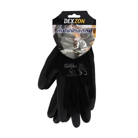 ถุงมือไนลอนเคลือบ PU DEXZON SIZE L สีดำ (แพ็ก 1 คู่)_1