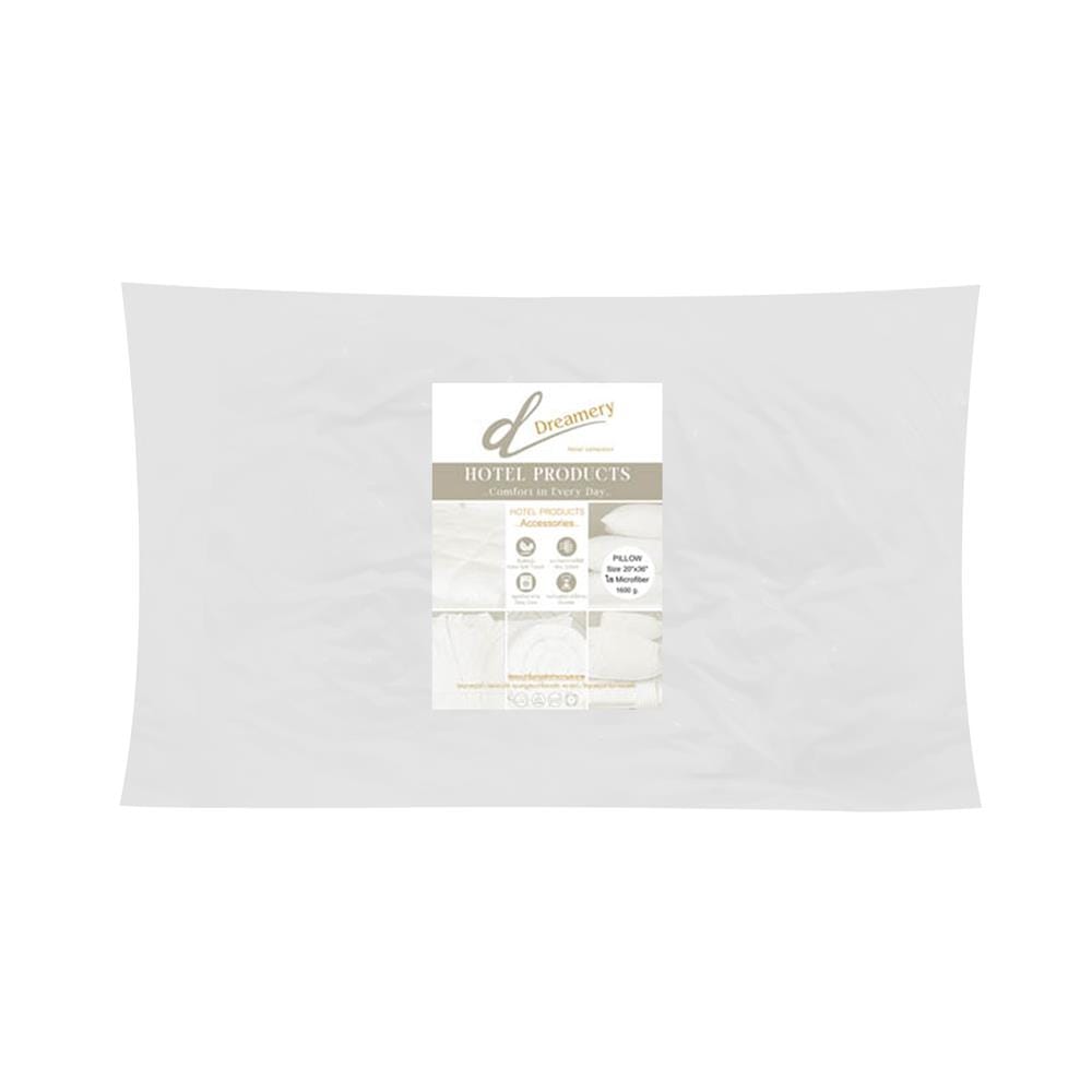 หมอนหนุน ไมโครไฟเบอร์ DREAMERY MICROFIBER 1600G. 20x36 นิ้ว สีขาว