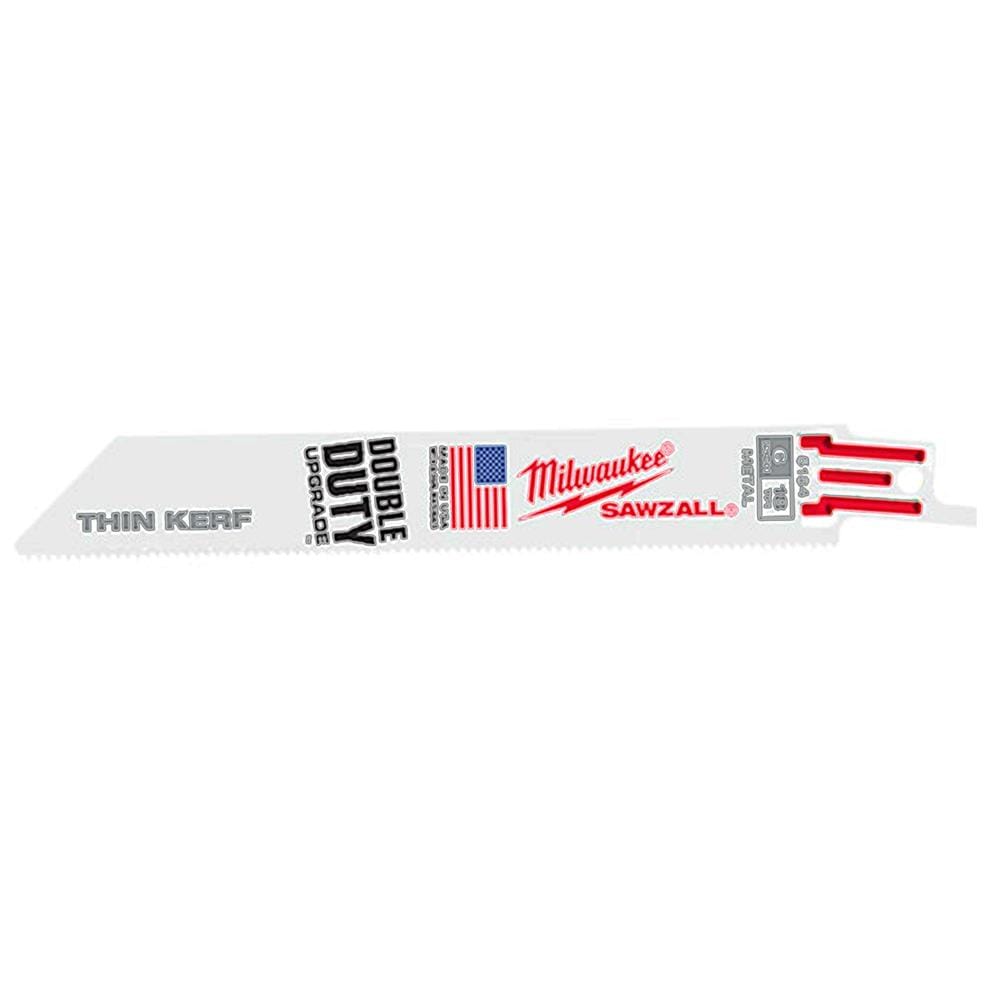 ใบเลื่อยจิ๊กซอตัดเหล็ก MILWAUKEE SAWZALL THIN KERF 6 นิ้ว 18 TPI (แพ็ก 5 ชิ้น)