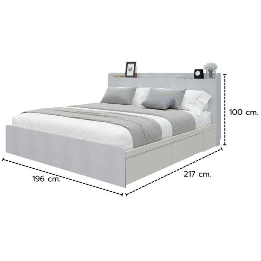 เตียง 6 ฟุต KONCEPT AIKO 19229385 สีครีม/ขาว