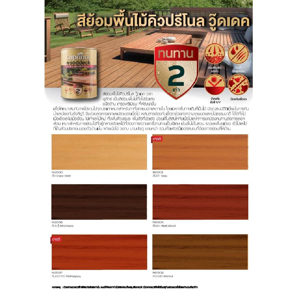 สีย้อมไม้ DULUX CUPRINO WOODDECK M2007 สีมะฮอกกานี ด้าน 1 แกลลอน