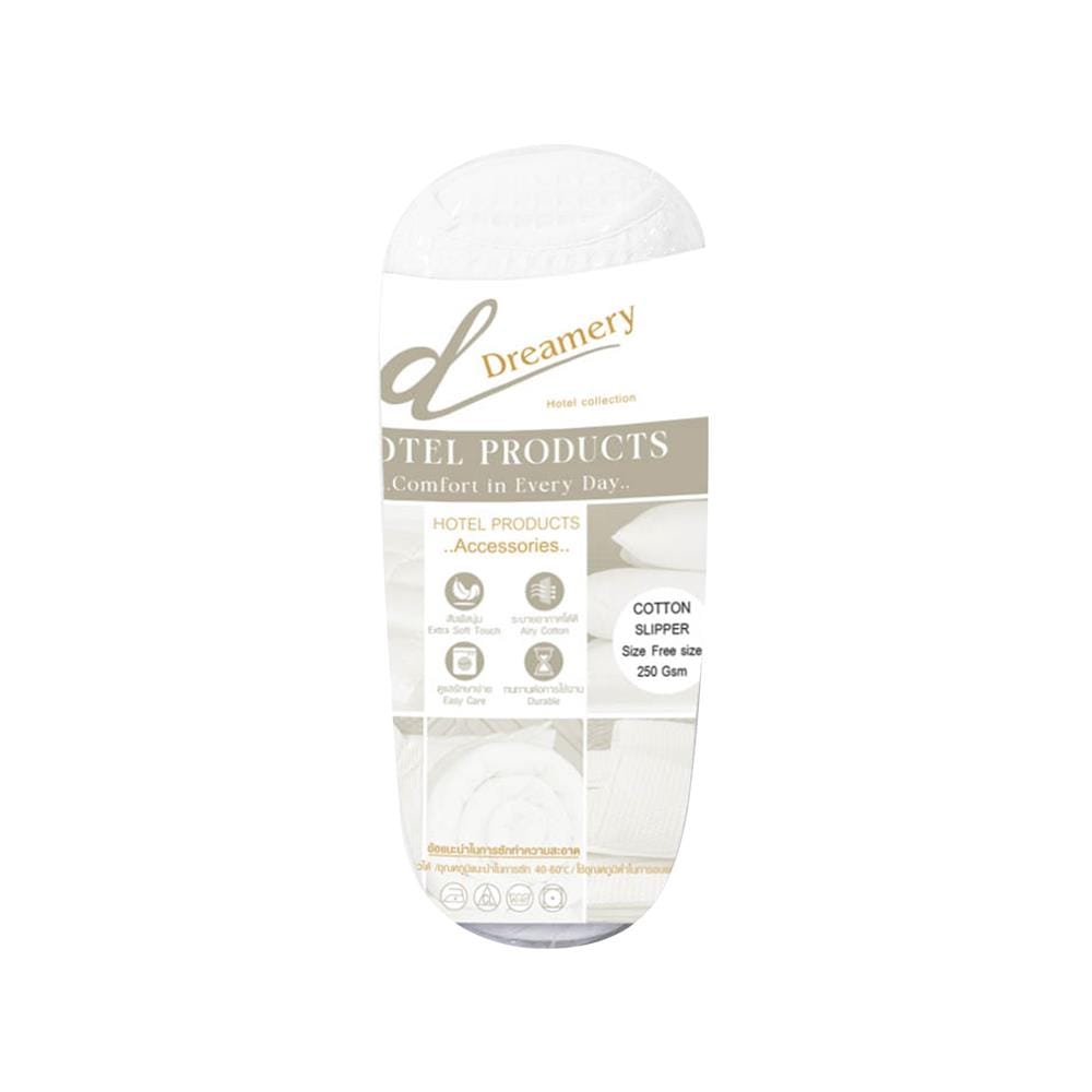 รองเท้าสลิปเปอร์ DREAMERY COTTON 250GSM FREE SIZE สีขาว
