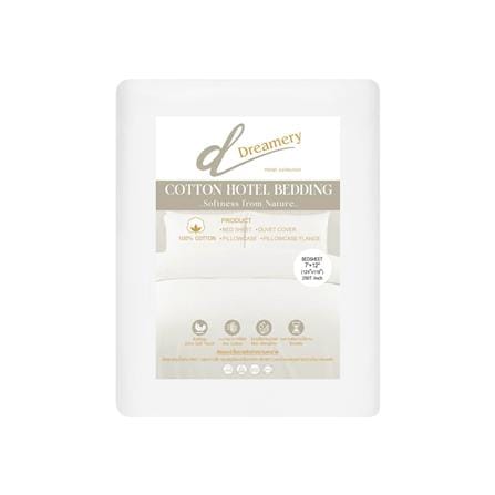 ผ้าปูที่นอน DREAMERY CT 250T SATEEN 124X118 นิ้ว สี WHITE (แพ็ก 2 ชิ้น)_2