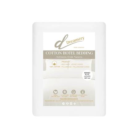 ผ้าปูที่นอน DREAMERY CT 300T SATEEN 112X118 นิ้ว สี WHITE (แพ็ก 2 ชิ้น)_2