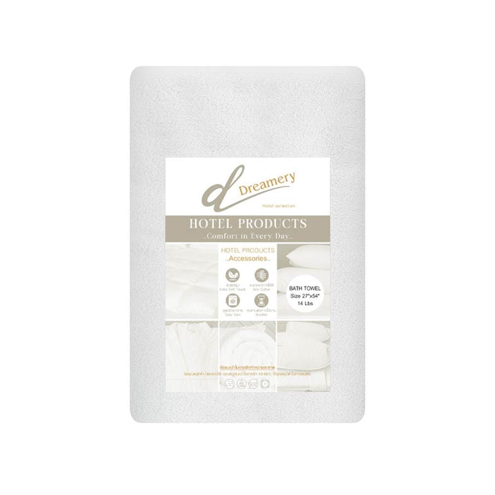 ผ้าขนหนู DREAMERY CT ขนคู่ 14LBS 27X54 นิ้ว สีขาว (แพ็ก 2 ชิ้น)
