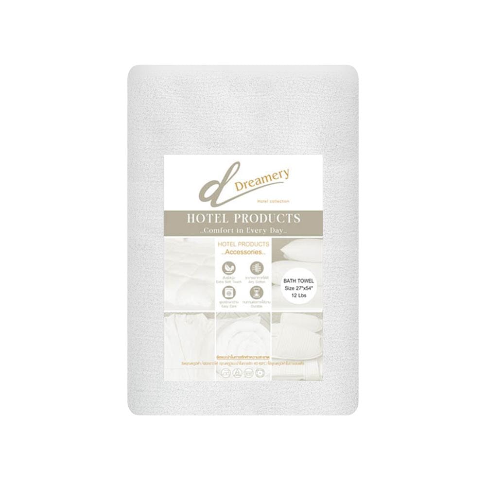 ผ้าขนหนู DREAMERY CT ขนคู่ 12LBS 27X54 นิ้ว สีขาว (แพ็ก 2 ชิ้น)