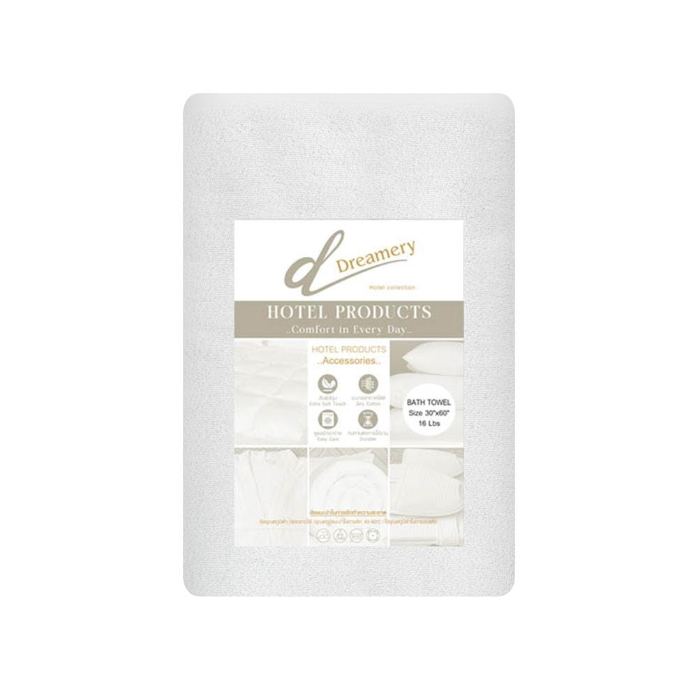 ผ้าขนหนู DREAMERY CT ขนคู่ 16LBS 30X60 นิ้ว สีขาว (แพ็ก 2 ชิ้น)