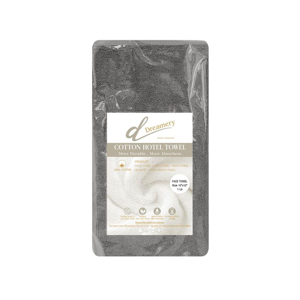 ผ้าขนหนู DREAMERY ขนคู่ GR 1LB 12X12 นิ้ว สีเทา (แพ็ก 5 ชิ้น)