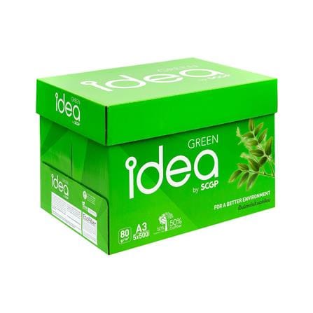 กระดาษถ่ายเอกสาร IDEA BY SCGP GREEN 80 แกรม A3 5 รีม ต่อ กล่อง_0