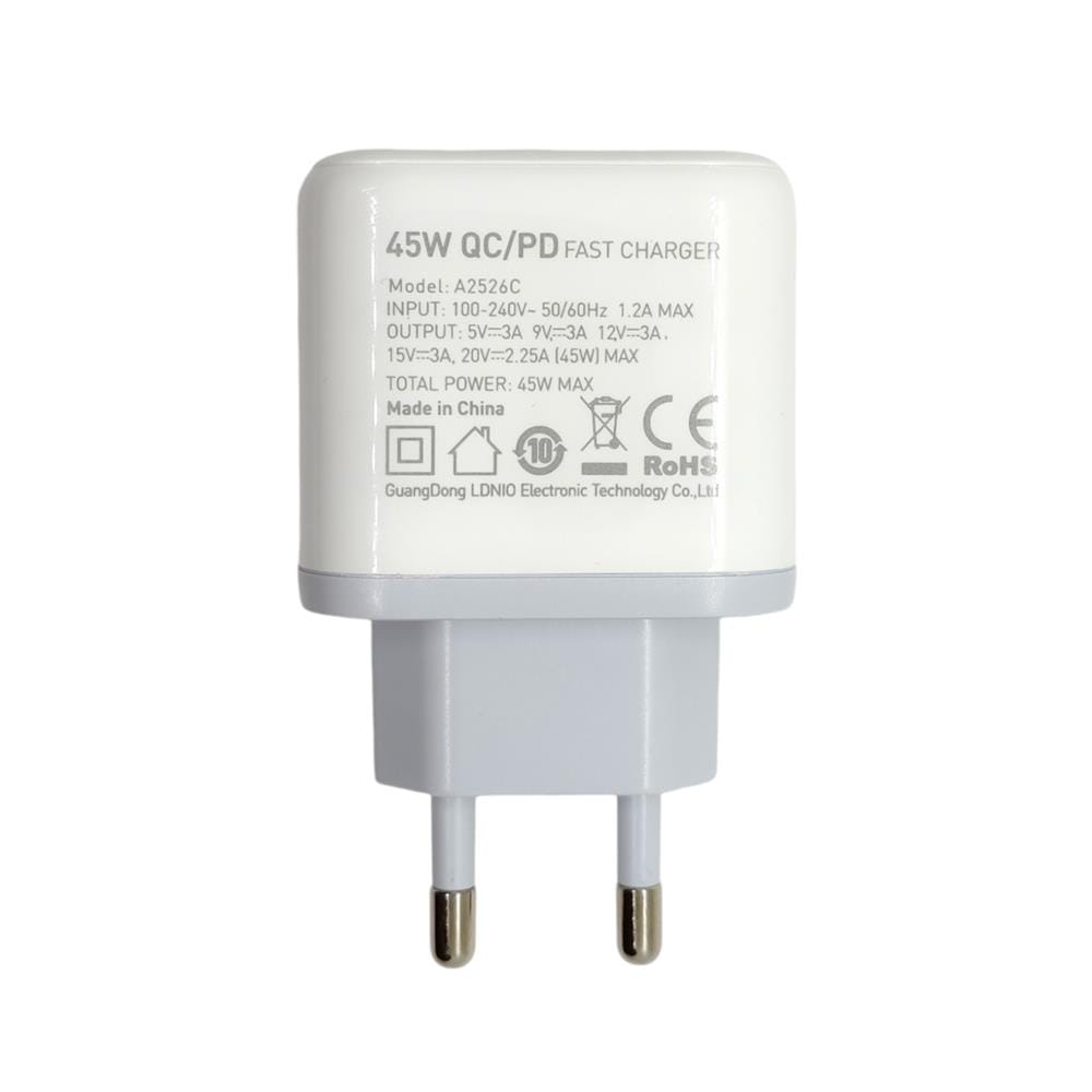ชุดสายชาร์จ LDNIO A2526C 45 วัตต์