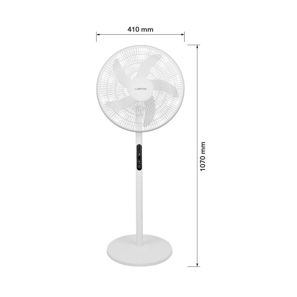 พัดลมโซลาร์เซลล์ 16 นิ้ว LAMPTAN 15 วัตต์ สีขาว