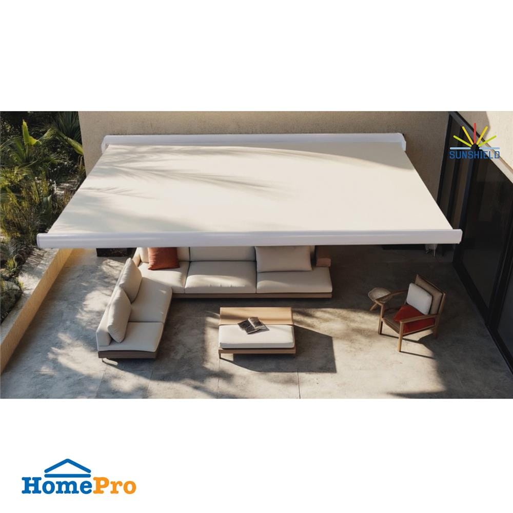 กันสาดผ้าพับได้ 2 ระบบ SUNSHIELD 395x300 ซม. สีเบจ