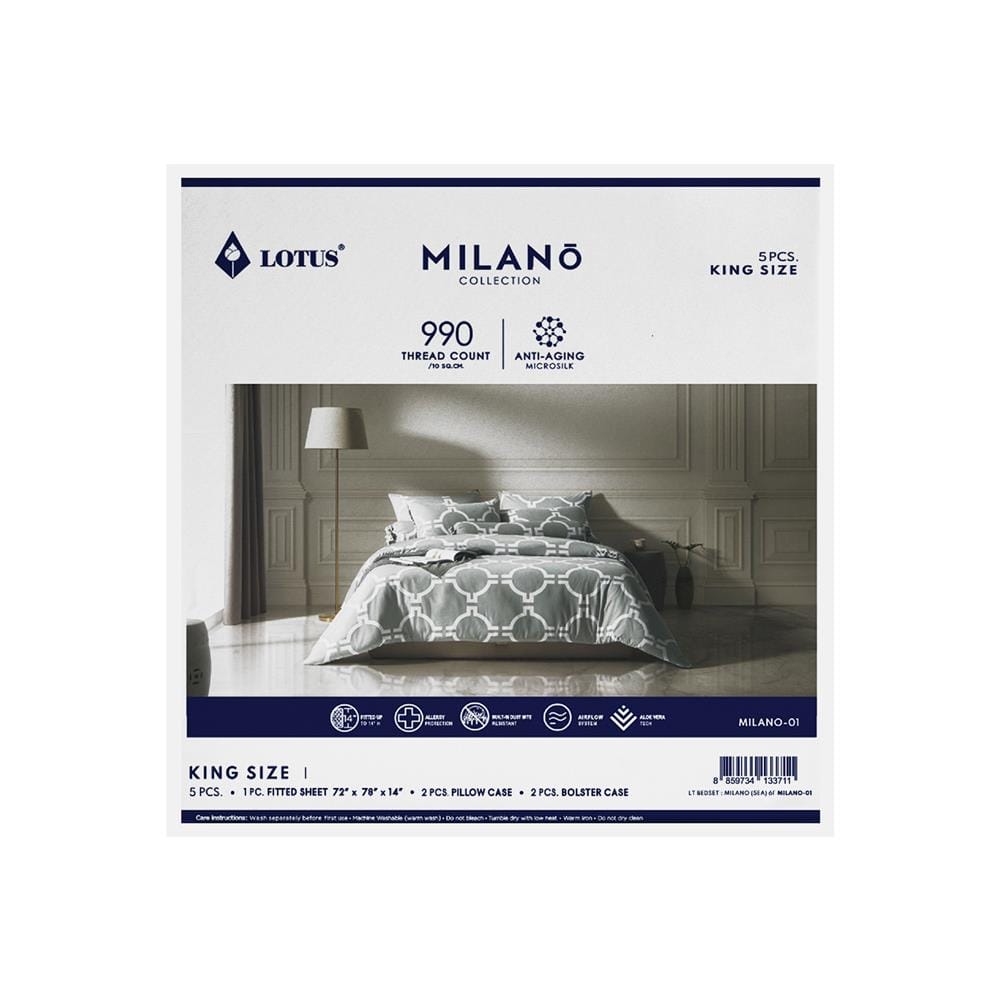 ชุดผ้าปูที่นอน 6 ฟุต 5 ชิ้น LOTUS MILANO 01(S24)