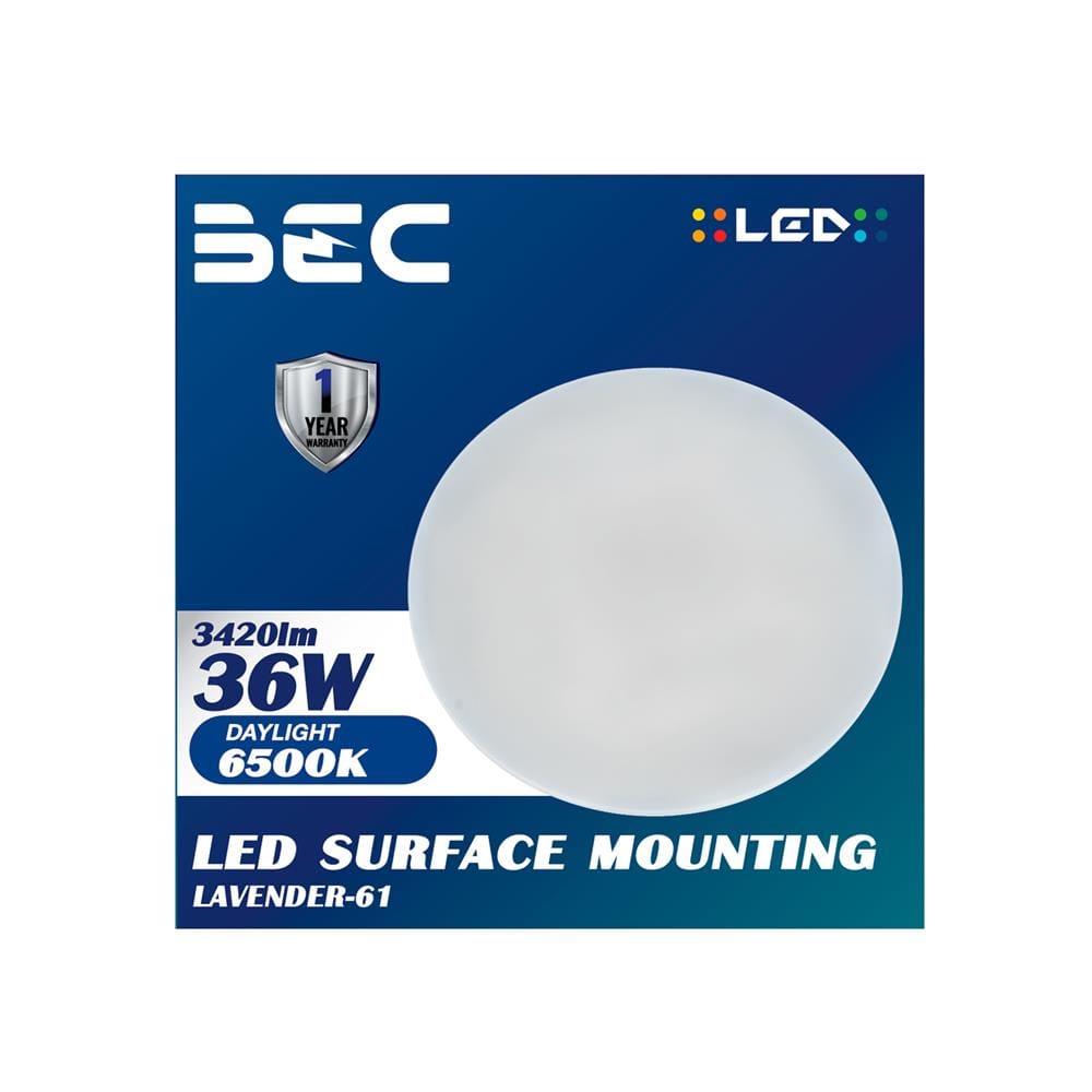 ไฟเพดาน LED BEC LAVENDER-61 15 นิ้ว 36 วัตต์ DAYLIGHT สีขาว