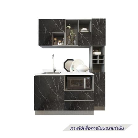 ครัวไม้สำเร็จ SB FURNITURE KUCHE COMP150F-L BLACK STONE WHITE GLOSS 150 ซม._1
