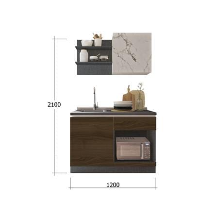 ครัวไม้สำเร็จ SB FURNITURE KUCHE COMP120B-L ITALIAN WALNUT BLACK GLOSS 120 ซม._2