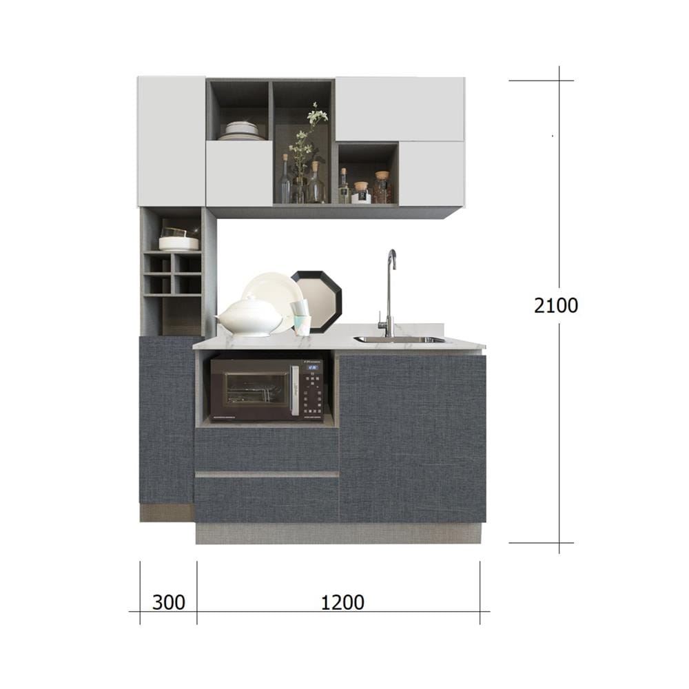 ครัวไม้สำเร็จ SB FURNITURE KUCHE COMP150F-R GREY-TWIST STONE GLOSS 150 ซม.