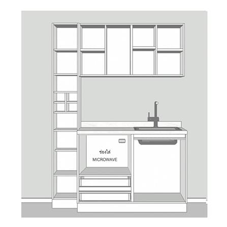 ครัวไม้สำเร็จ SB FURNITURE KUCHE COMP150F-R GREY-TWIST STONE GLOSS 150 ซม._2