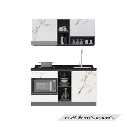 ครัวไม้สำเร็จ SB FURNITURE KUCHE COMP150G-R WHITE STONE BLACK GLOSS 150 ซม._1