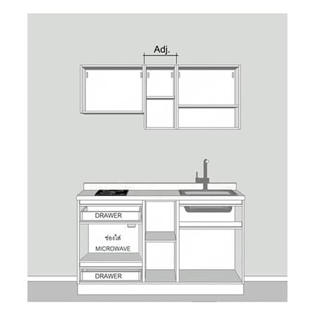 ครัวไม้สำเร็จ SB FURNITURE KUCHE COMP150G-R WHITE STONE BLACK GLOSS 150 ซม._2