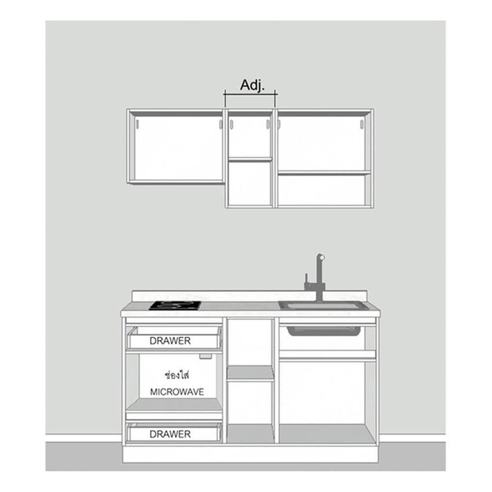 ครัวไม้สำเร็จ SB FURNITURE KUCHE COMP150G-R ITALIAN WALNUT BLACK GLOSS 150 ซม.