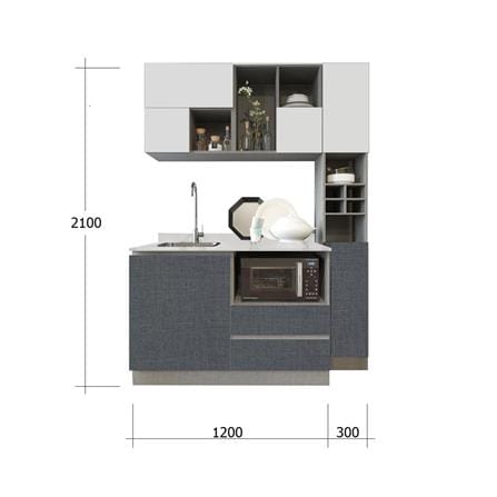 ครัวไม้สำเร็จ SB FURNITURE KUCHE COMP150F-L GREY-TWIST STONE GLOSS 150 ซม._3