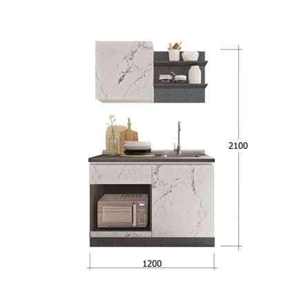 ครัวไม้สำเร็จ SB FURNITURE KUCHE COMP120B-R WHITE STONE BLACK GLOSS 120 ซม._2